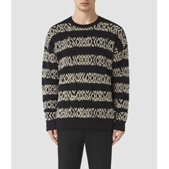 AllSaints Malver Fair Isle Oversized‎ Wool Blend Sweater - Size XXL - Picture 1 of 9